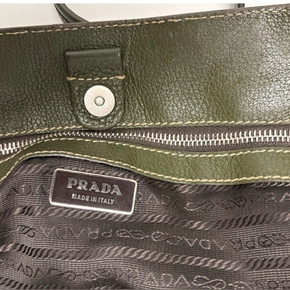 Prada Vitello Daino Olive Green Leather Tote — Silver Hardware • Like New - Picture 8 of 9